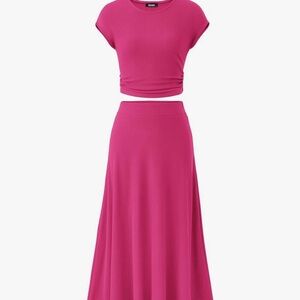 Elegant Pink Women's Skirt and Top set